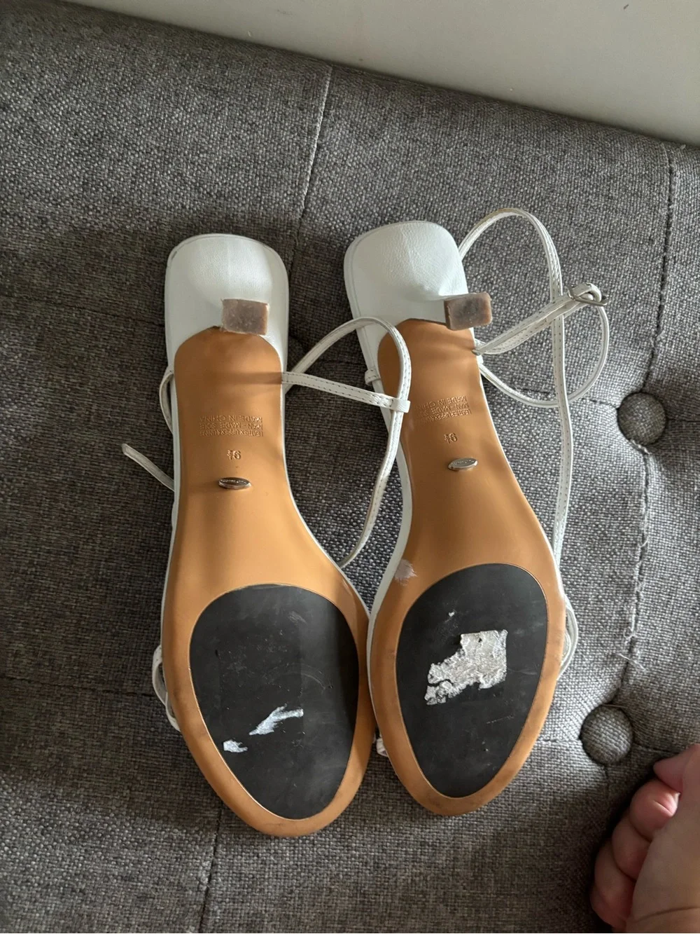 Tony Bianco Caprice Kitten Heel Leather Sandals White Kid Minimalist 9.5